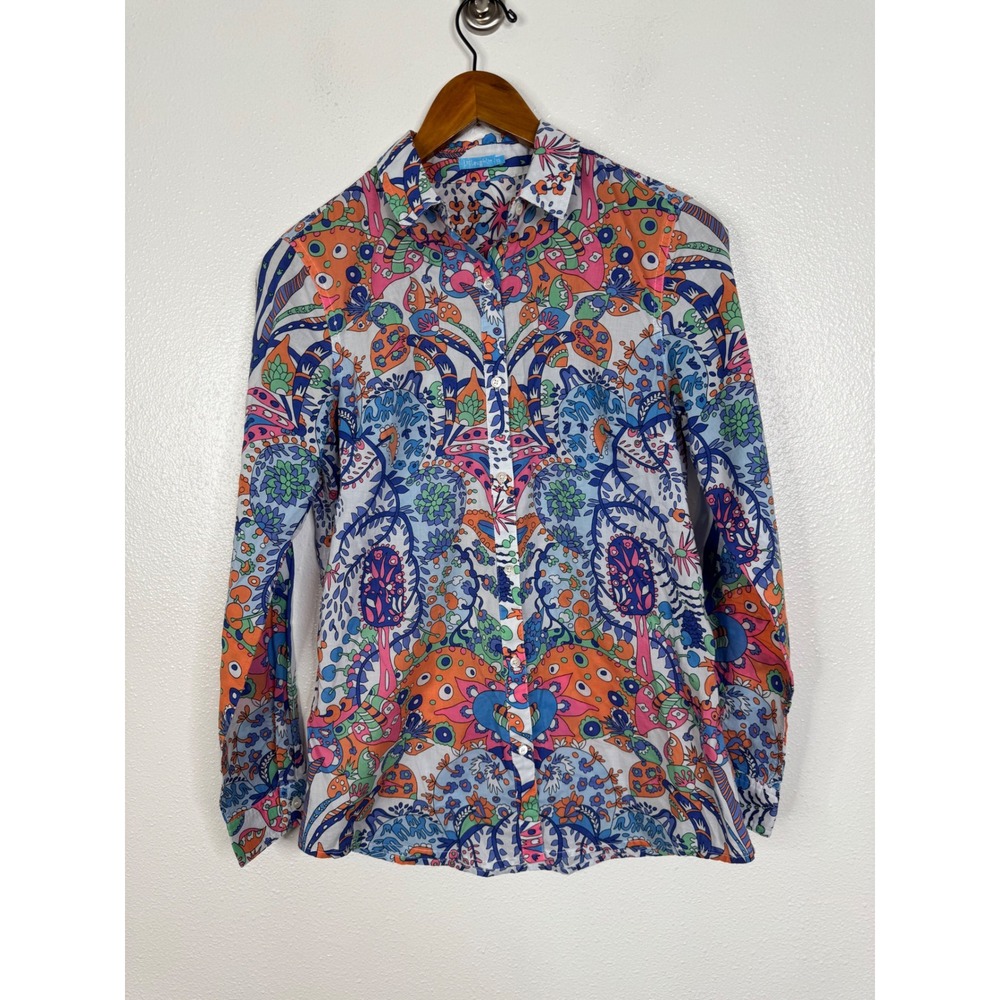 J.‎ McLaughlin Womens XS Cotton Button Down Shirt Paisley Floral Print